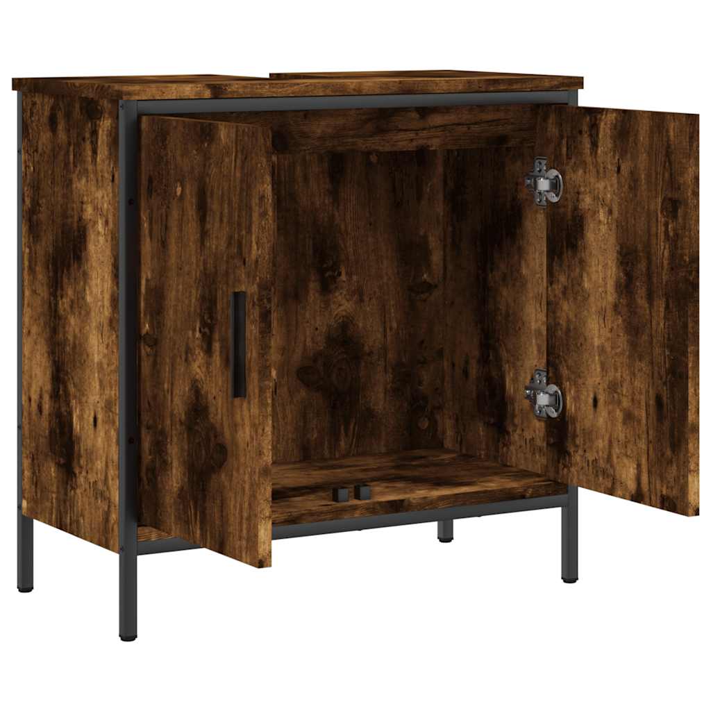 vidaXL Ντουλάπι Νιπτήρα Μπάνιου Καπνιστή Δρυς 60x30x60 εκ. Επεξ. Ξύλο