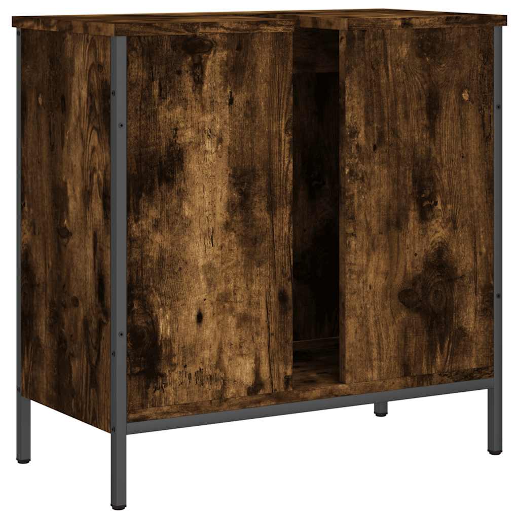 vidaXL Ντουλάπι Νιπτήρα Μπάνιου Καπνιστή Δρυς 60x30x60 εκ. Επεξ. Ξύλο