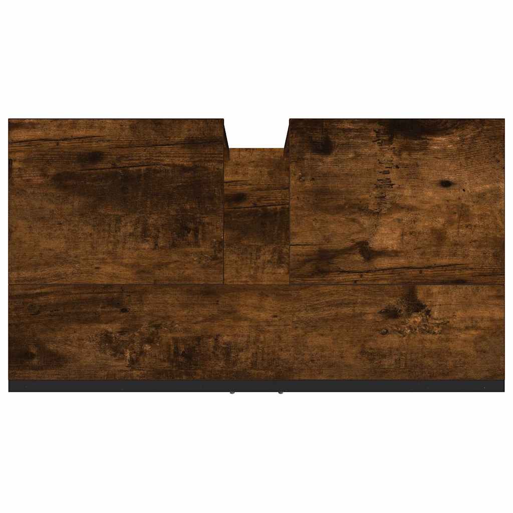 vidaXL Ντουλάπι Νιπτήρα Μπάνιου Καπνιστή Δρυς 60x33x60 εκ. Επεξ. Ξύλο