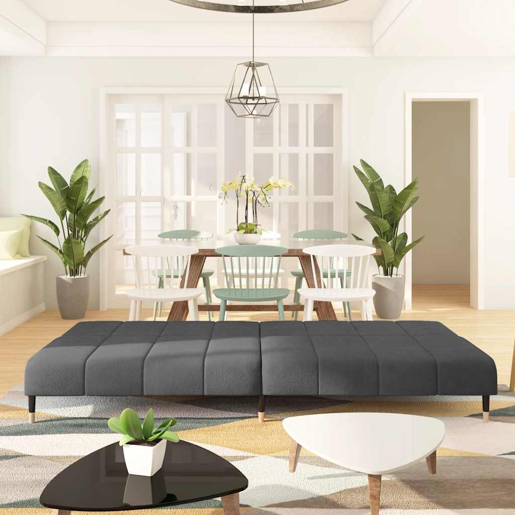 vidaXL Καναπές Κρεβάτι Διθέσιος Σκούρο Γκρι Βελούδινος