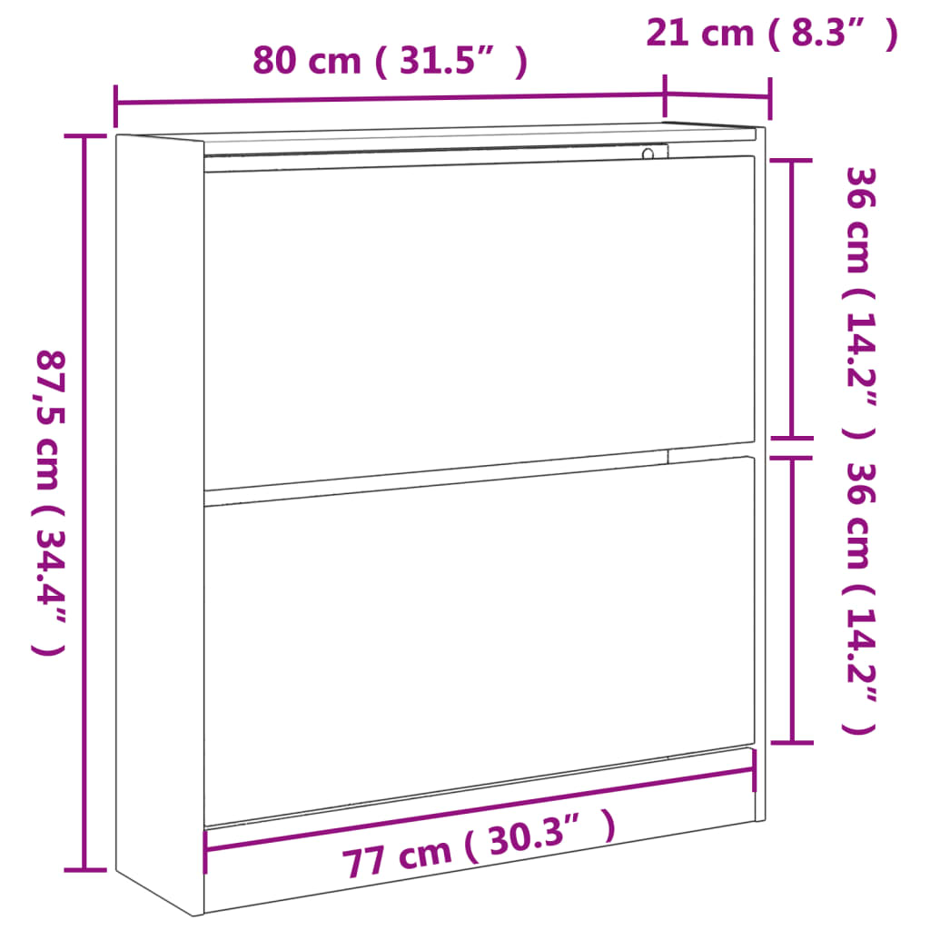 vidaXL Παπουτσοθήκη Γκρι Sonoma 80x21x87,5 εκ. από Επεξεργ. Ξύλο