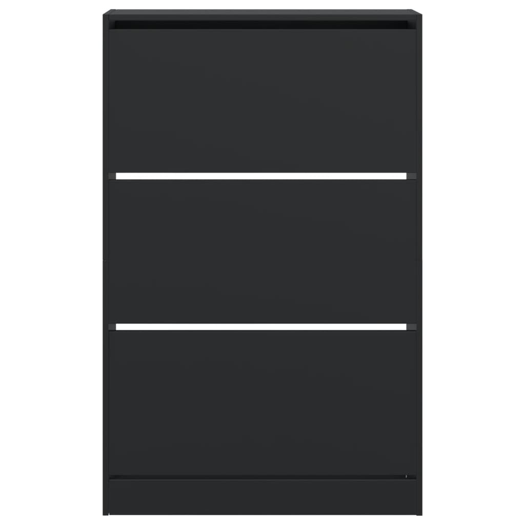 vidaXL Παπουτσοθήκη Μαύρη 80x21x125,5 εκ. από Επεξεργασμένο Ξύλο