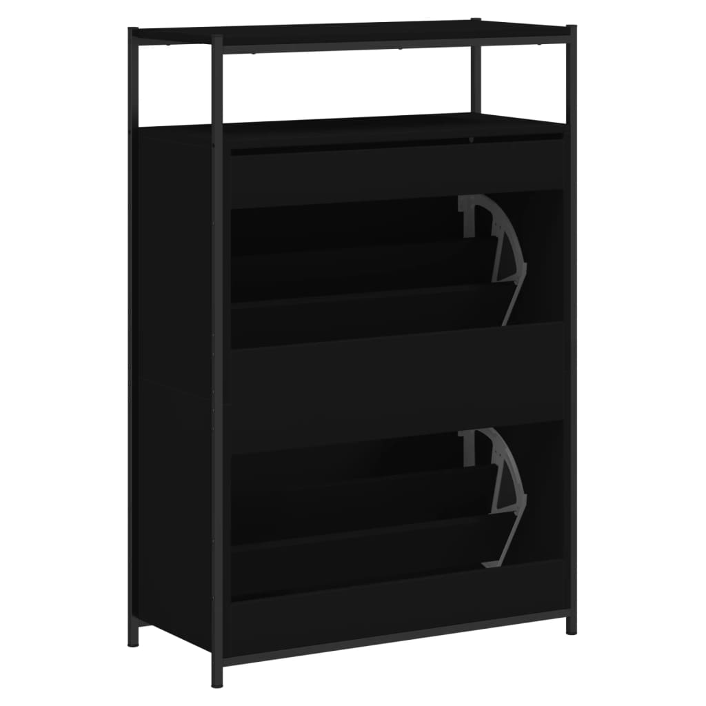 vidaXL Παπουτσοθήκη Μαύρη 75x34x112 εκ. από Επεξεργασμένο Ξύλο