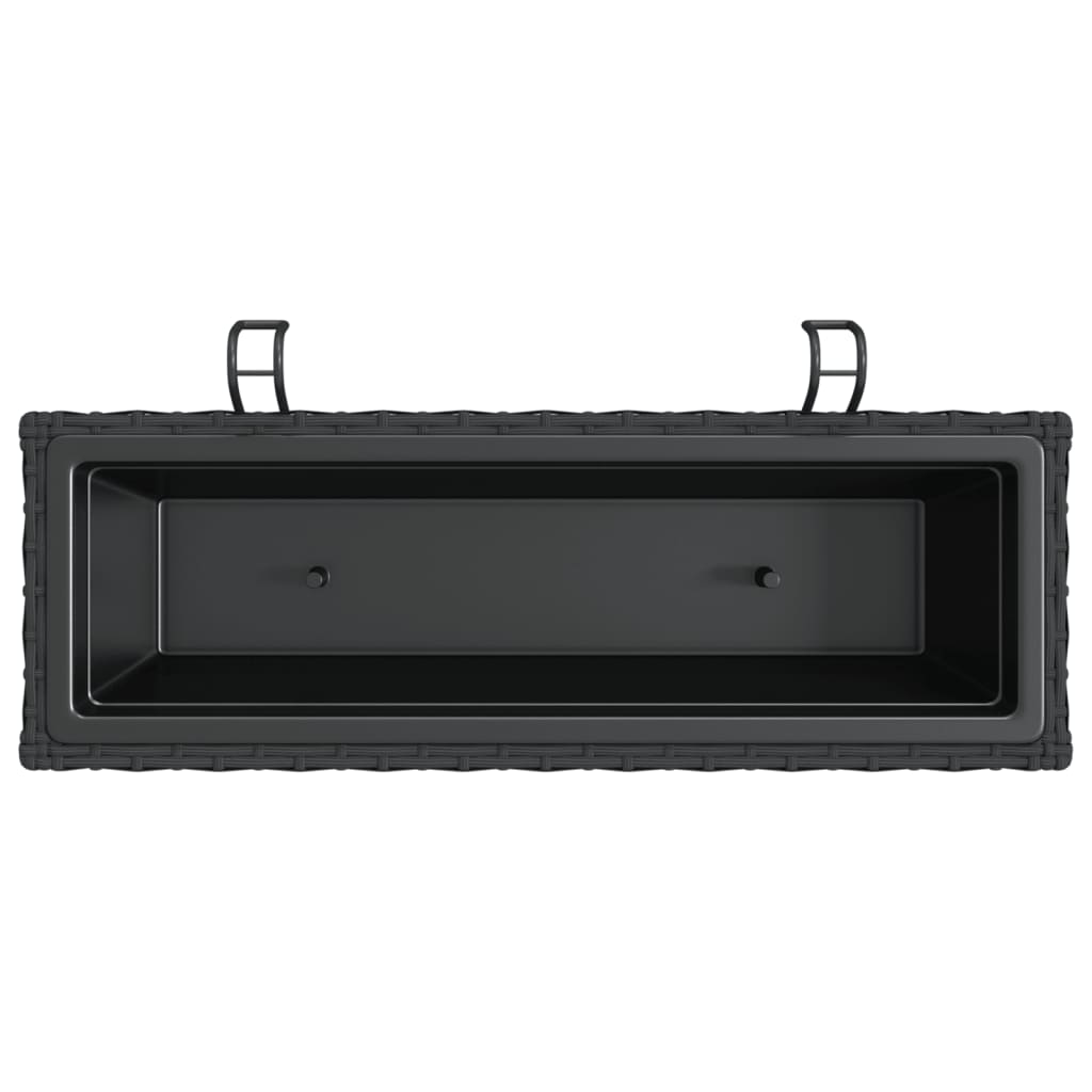 vidaXL Ζαρντινιέρες με Άγκριστρα 2 τεμ. Μαύρα από Συνθετικό Ρατάν