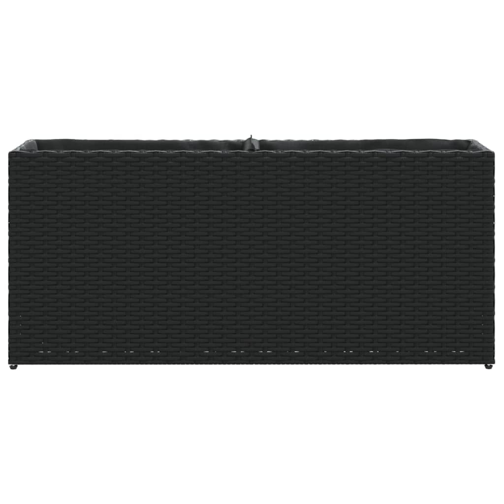 vidaXL Ζαρντινιέρα Κήπου Μαύρη 90x20x40εκ. Συνθ. Ρατάν με 2 Γλάστρες