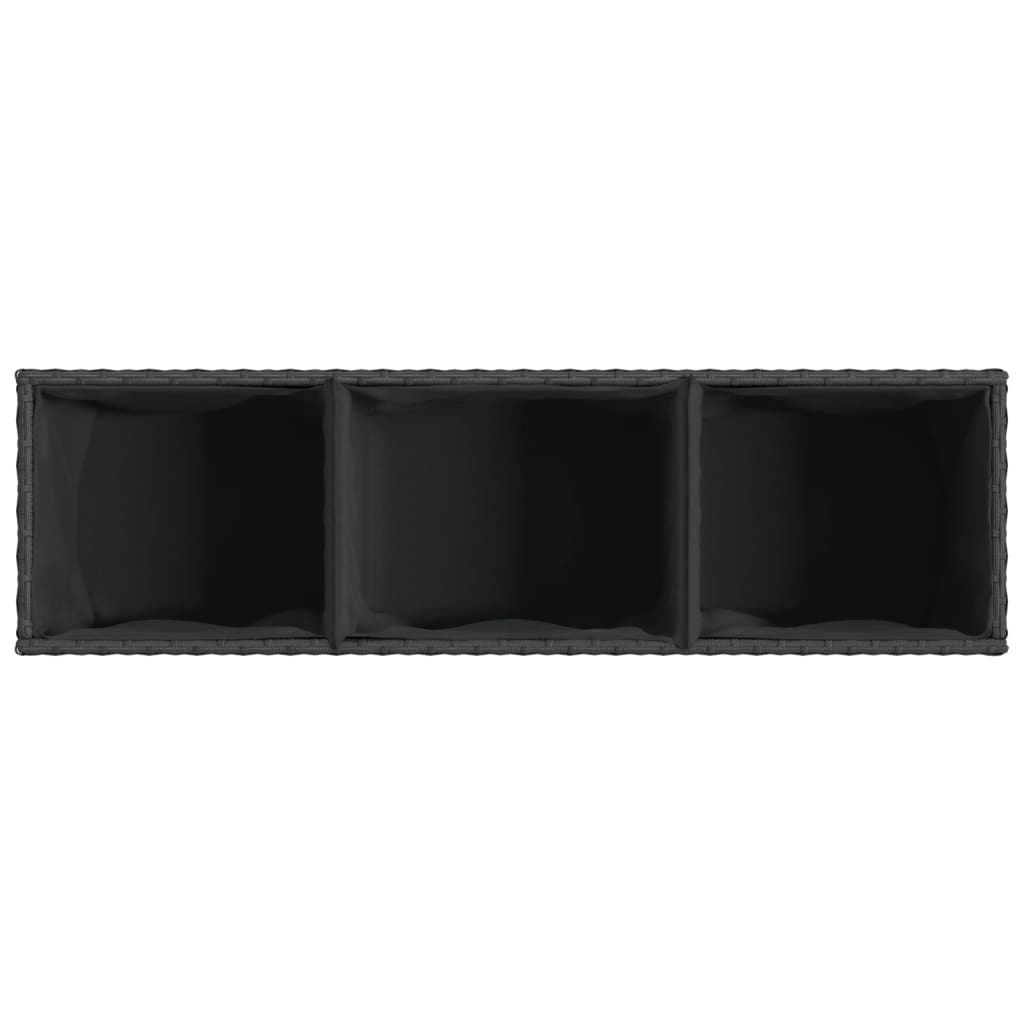 vidaXL Ζαρντινιέρα Κήπου Μαύρη 105x30x32 εκ. Συνθ. Ρατάν με 3 Γλάστρες