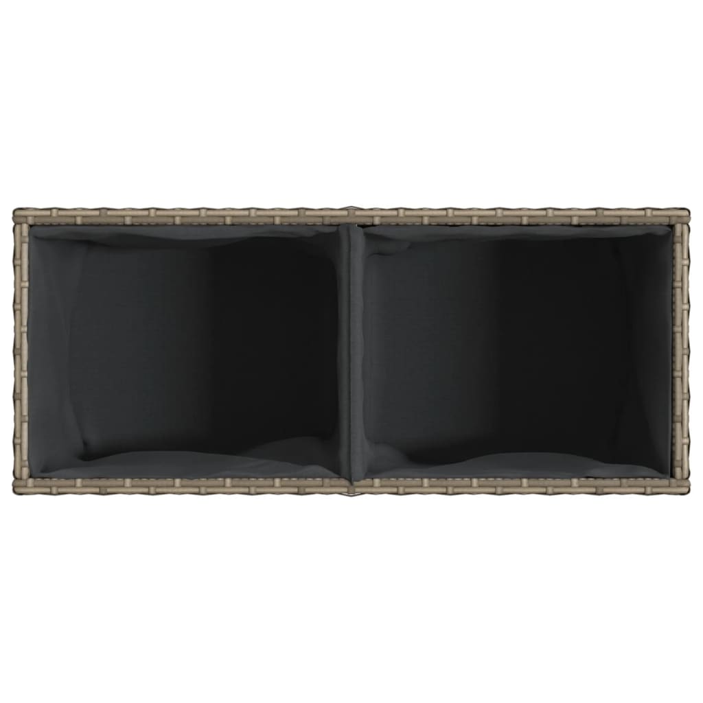 vidaXL Ζαρντινιέρα Κήπου Γκρι 72x30x32 εκ. Συνθ. Ρατάν με 2 Γλάστρες