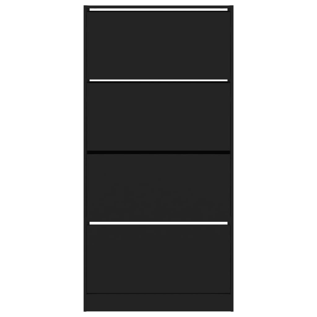 vidaXL Παπουτσοθήκη με 4 Ανακλινόμενα Συρτάρια Μαύρη 80x21x163,5 εκ.