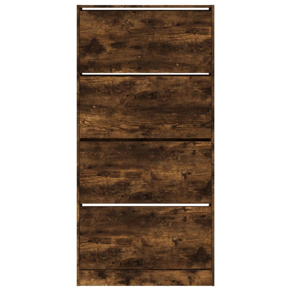 vidaXL Παπουτσοθήκη με 4 Ανακλ. Συρτάρια Καπνιστή Δρυς 80x21x163,5 εκ.