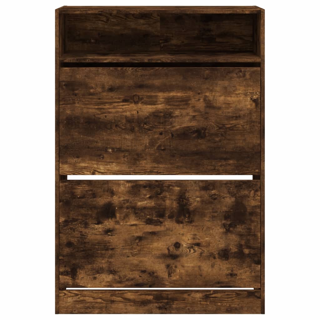 vidaXL Παπουτσοθήκη με 2 Ανακλ. Συρτάρια Καπνιστή Δρυς 80x34x116 εκ.