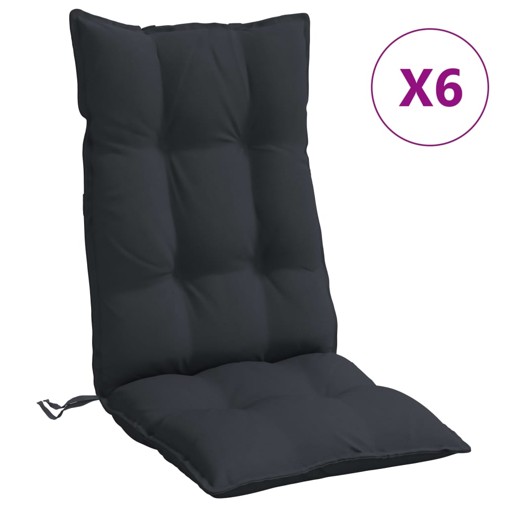 vidaXL Μαξιλάρια Καρέκλας με Πλάτη 6 τεμ. Μαύρα από Ύφασμα Oxford