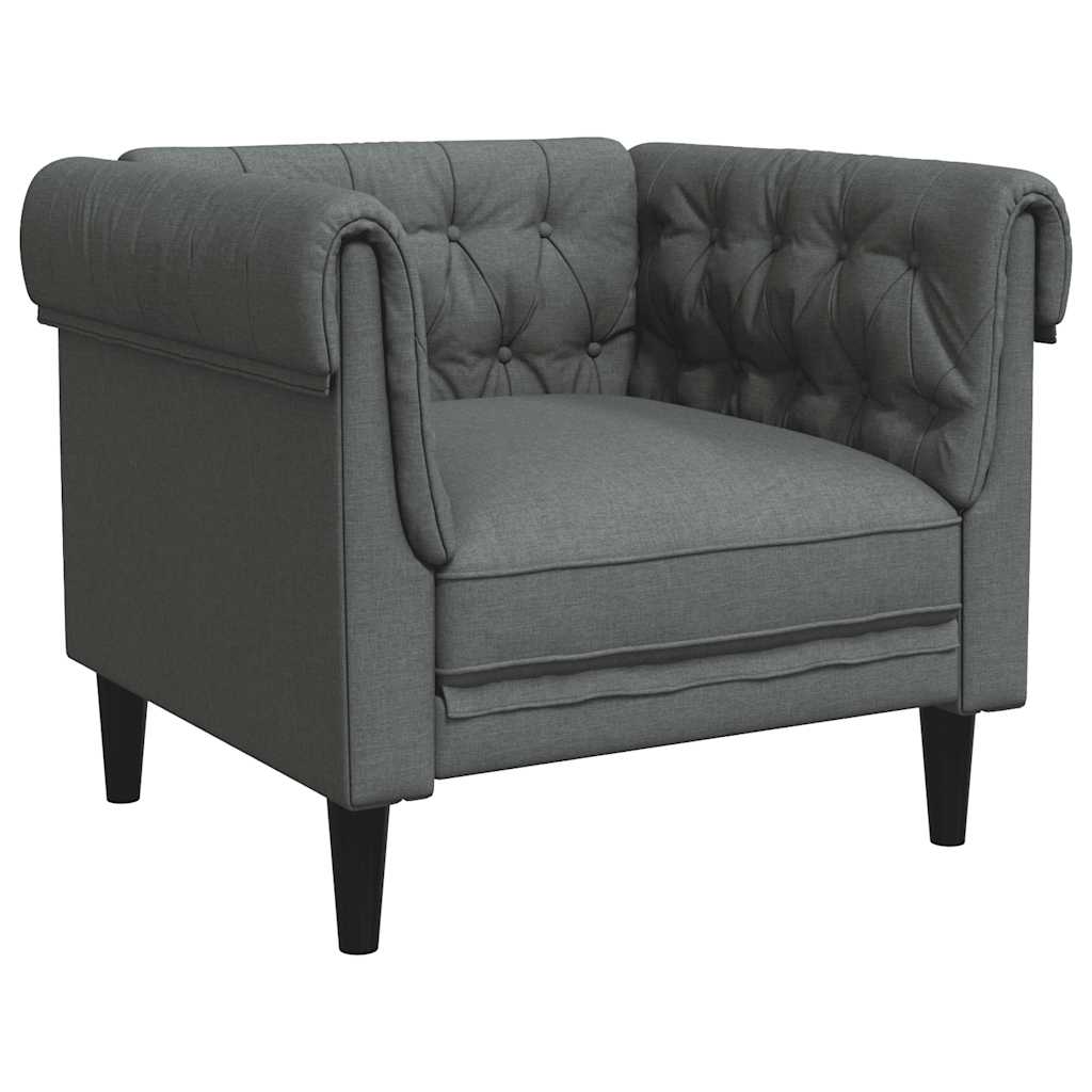 vidaXL Πολυθρόνα Chesterfield Σκούρο Γκρι Υφασμάτινη