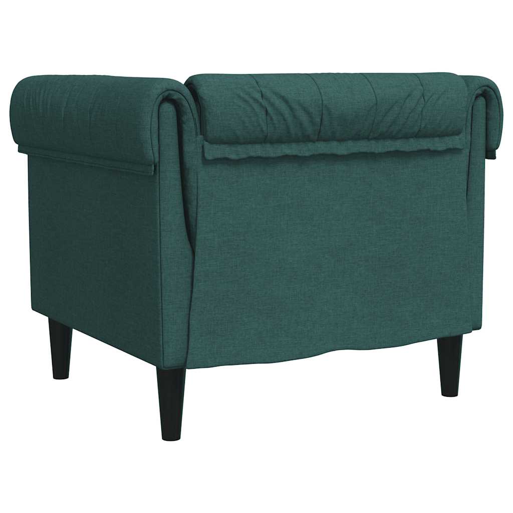 vidaXL Πολυθρόνα Chesterfield Σκούρο Πράσινο Υφασμάτινη