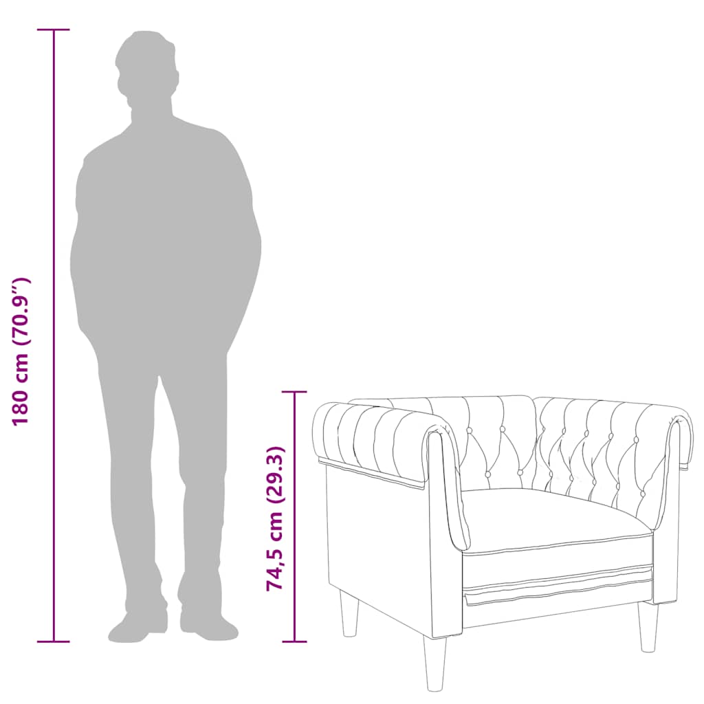 vidaXL Πολυθρόνα Chesterfield Taupe Υφασμάτινη