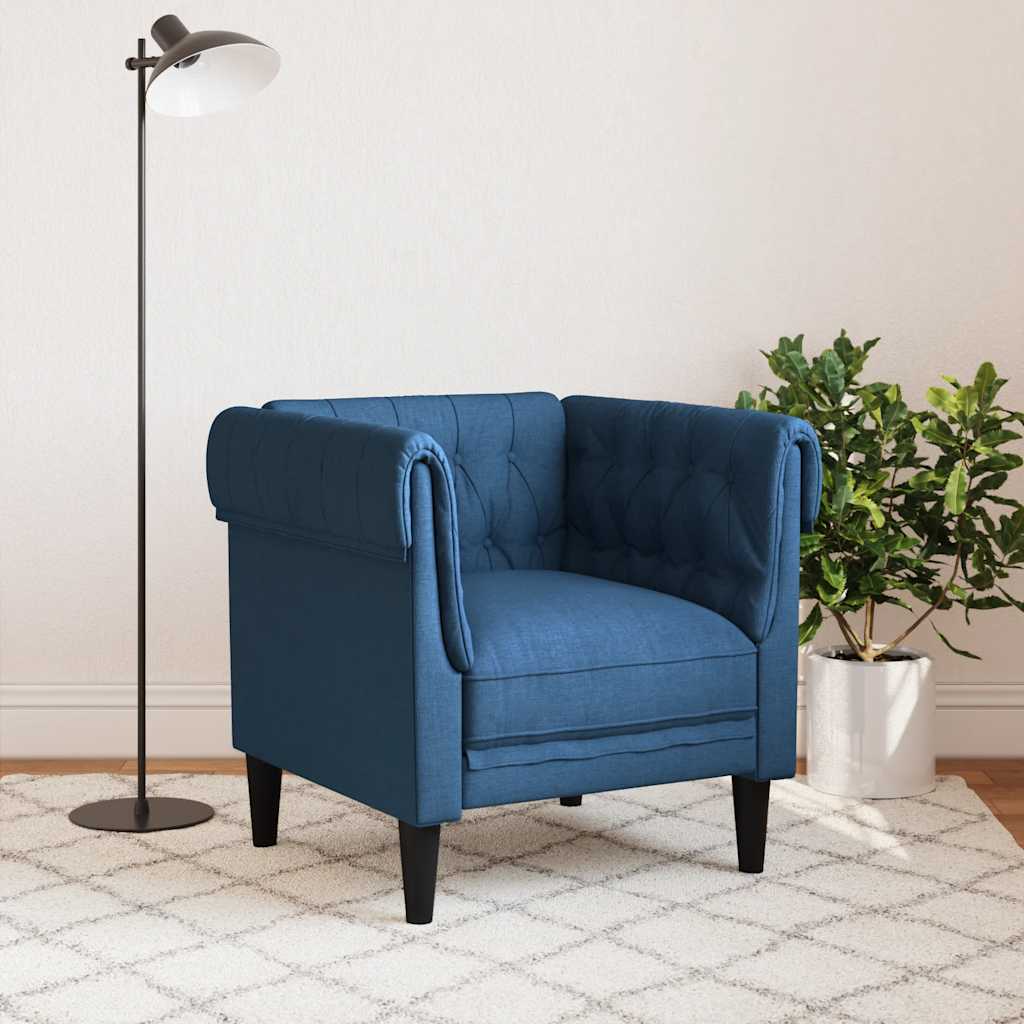 vidaXL Πολυθρόνα Chesterfield Μπλε Υφασμάτινη