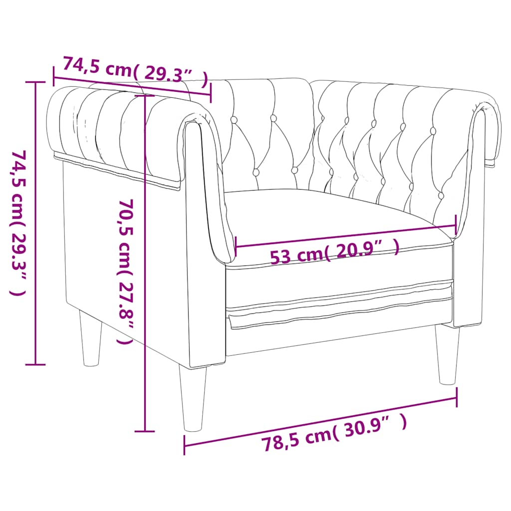 vidaXL Πολυθρόνα Chesterfield Μπλε Υφασμάτινη
