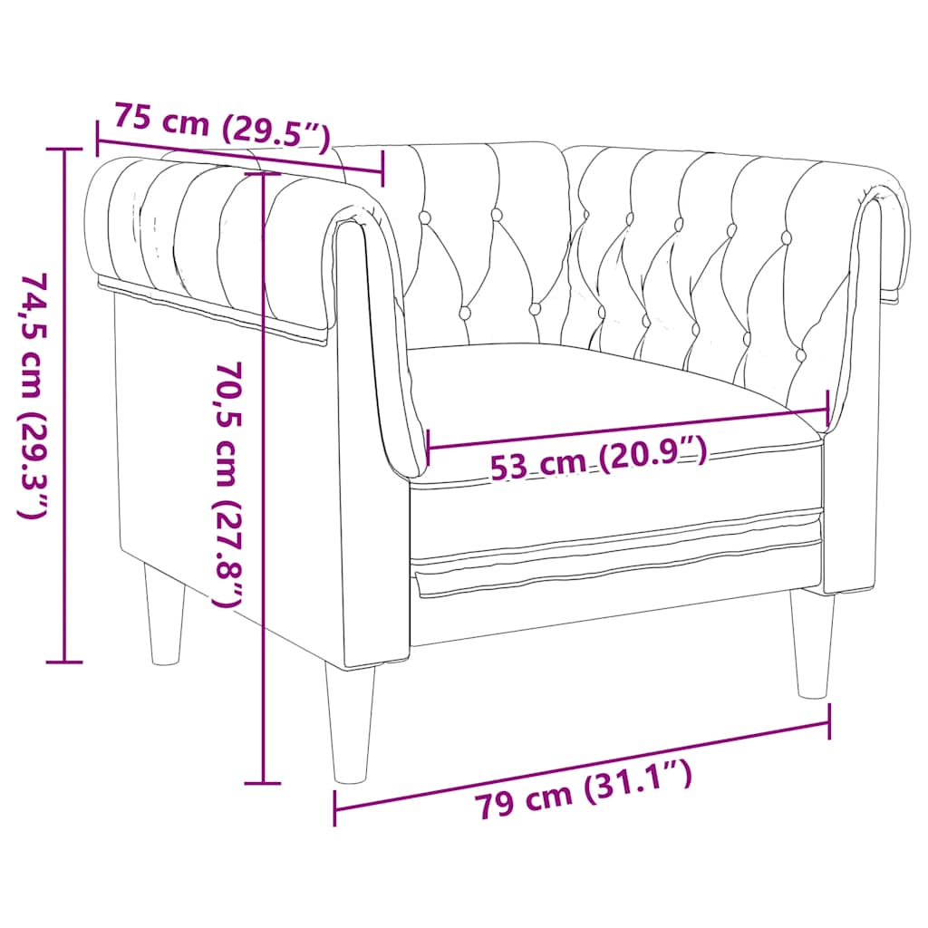 vidaXL Πολυθρόνα Chesterfield Καφέ Υφασμάτινη