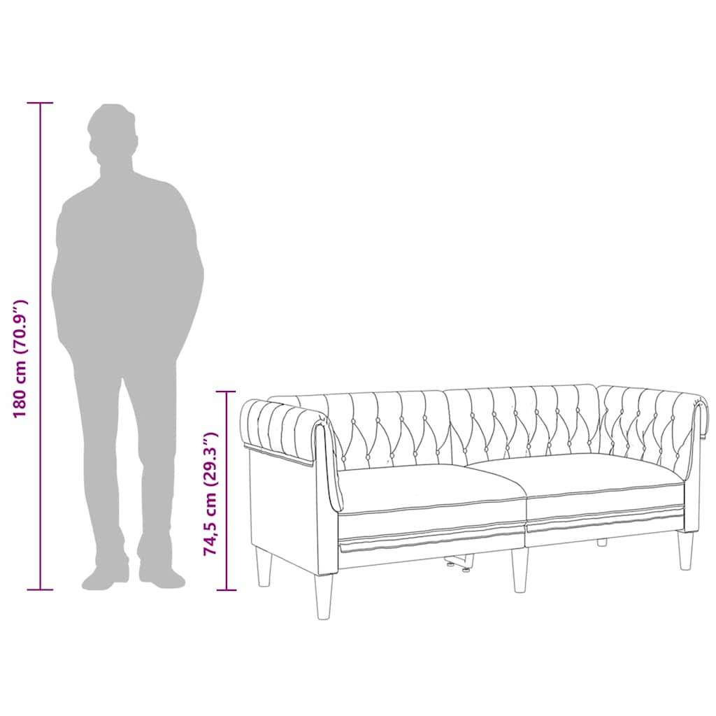 vidaXL Καναπές Διθέσιος Chesterfield Μπλε Υφασμάτινος