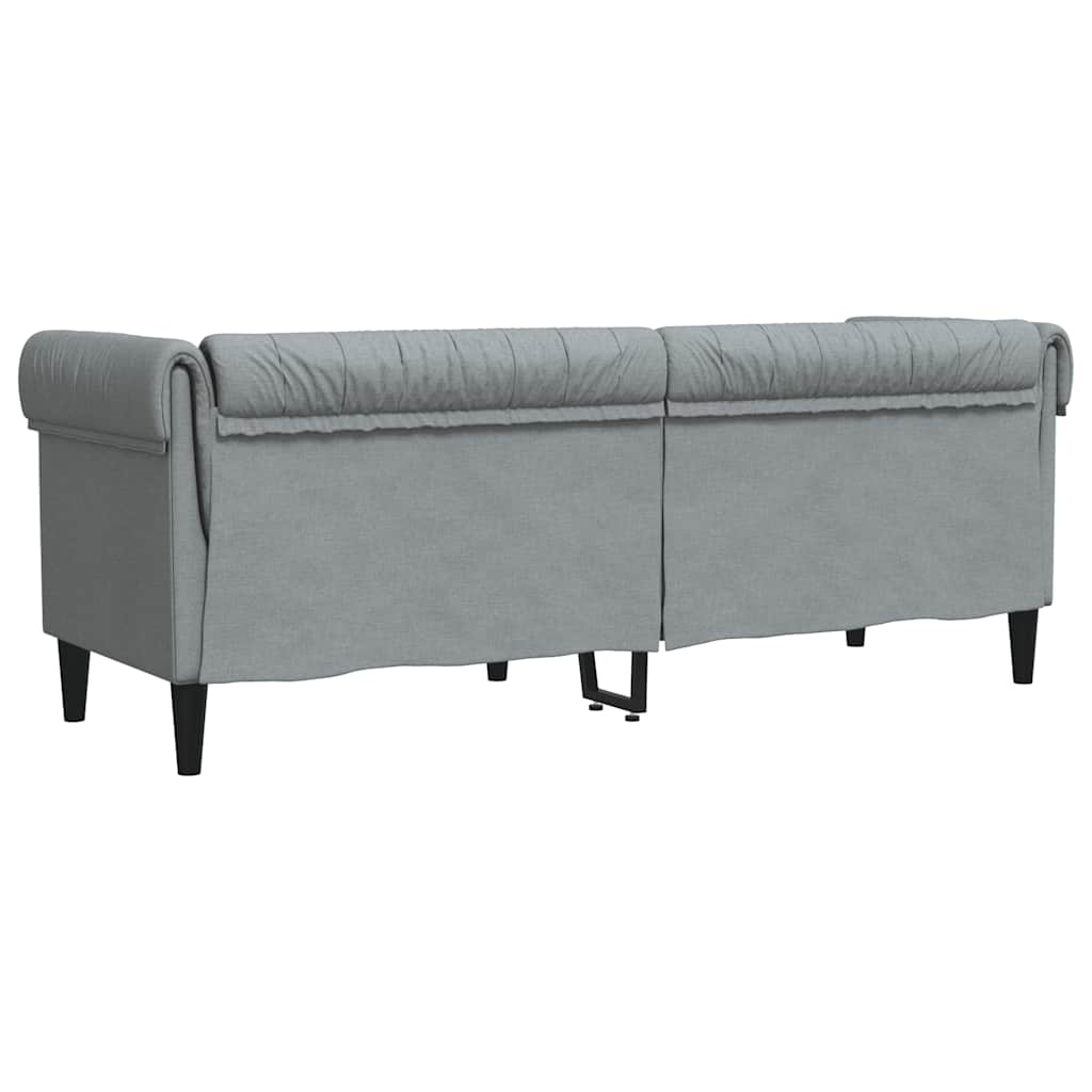 vidaXL Καναπές Τριθέσιος Chesterfield Ανοιχτό Γκρι Υφασμάτινος