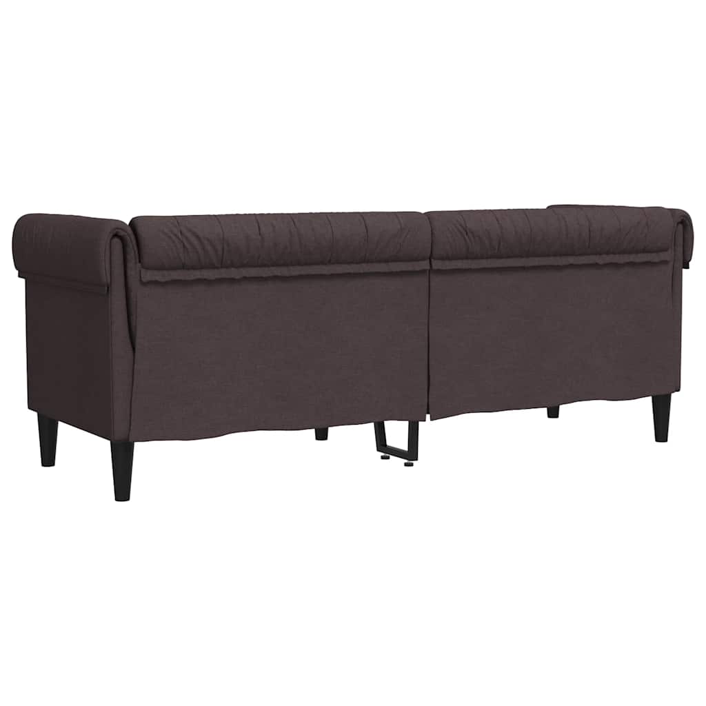 vidaXL Καναπές Τριθέσιος Chesterfield Σκούρο Καφέ Υφασμάτινος