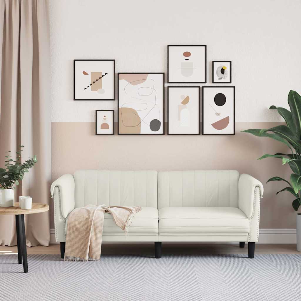 vidaXL Καναπές Διθέσιος Κρεμ από Βελούδο