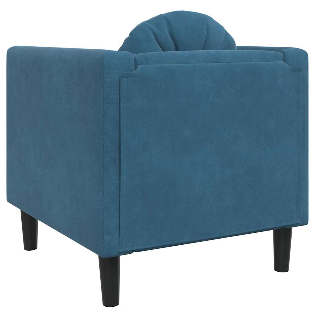 vidaXL Πολυθρόνα Μπλε Βελούδινη με Μαξιλάρι