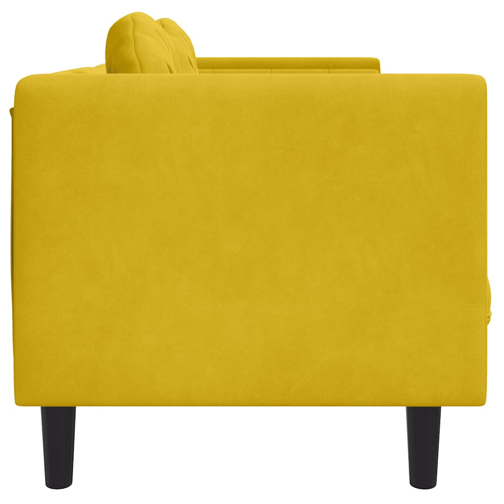 vidaXL Καναπές Τριθέσιος Κίτρινο από Βελούδο με Μαξιλάρια