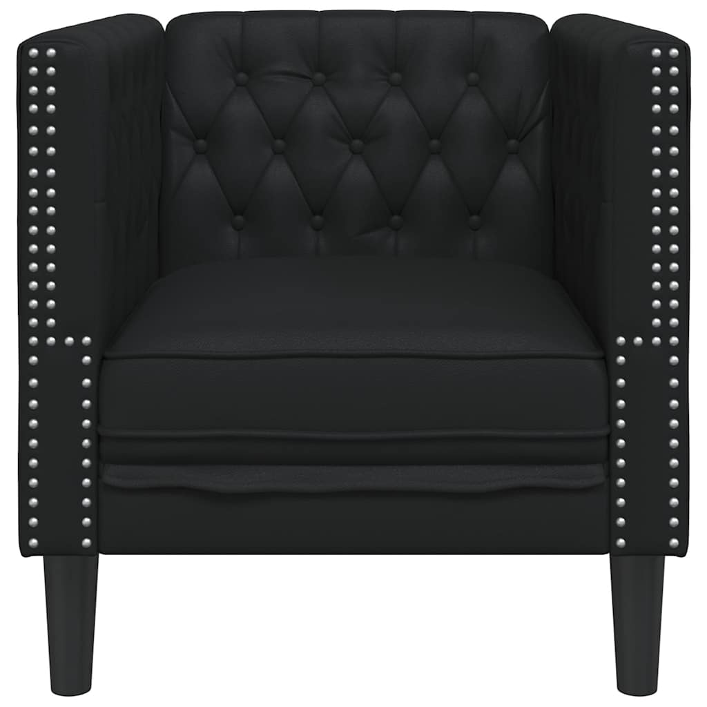 vidaXL Καναπές-Καρέκλα Chesterfield Μαύρο από Συνθετικό Δέρμα