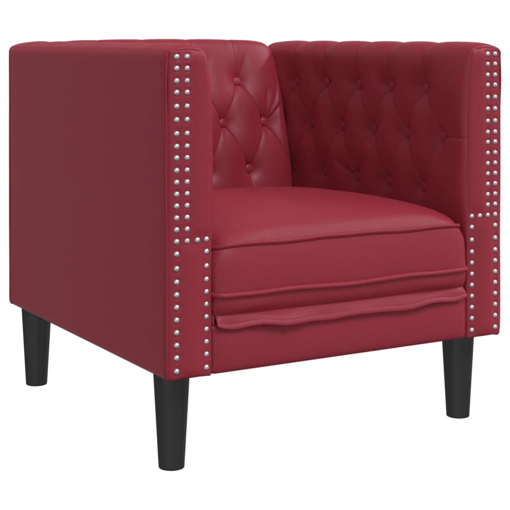 vidaXL Πολυθρόνα Chesterfield Μπορντό από Συνθετικό Δέρμα