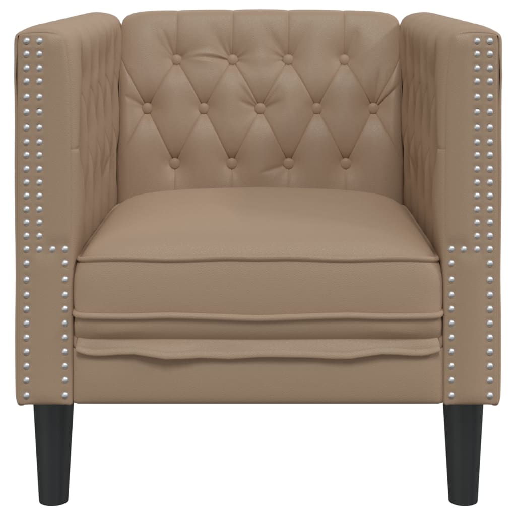 vidaXL Καναπές-Καρέκλα Chesterfield με Θήκη Καπουτσίνο από Συνθετικό Δέρμα