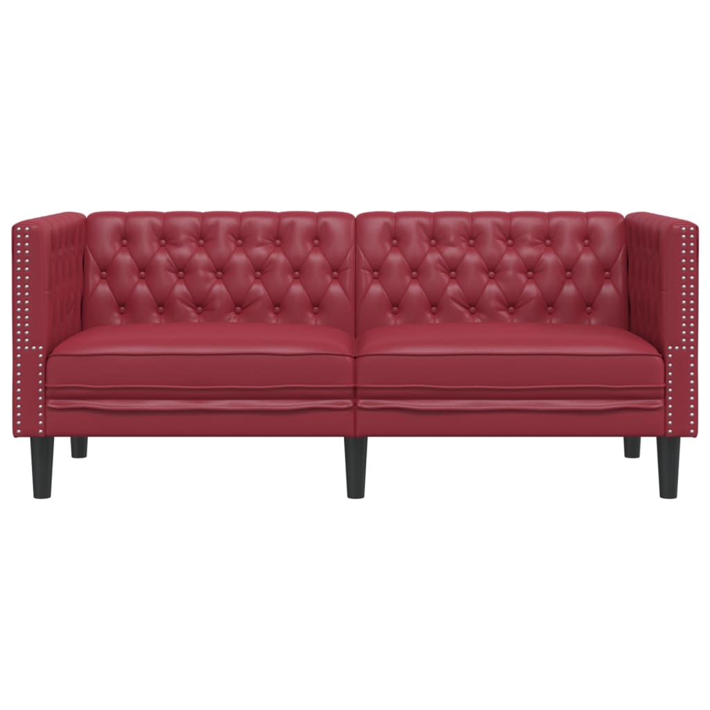 vidaXL Καναπές Chesterfield 2 θέσεων Μπορντό από Συνθετικό Δέρμα