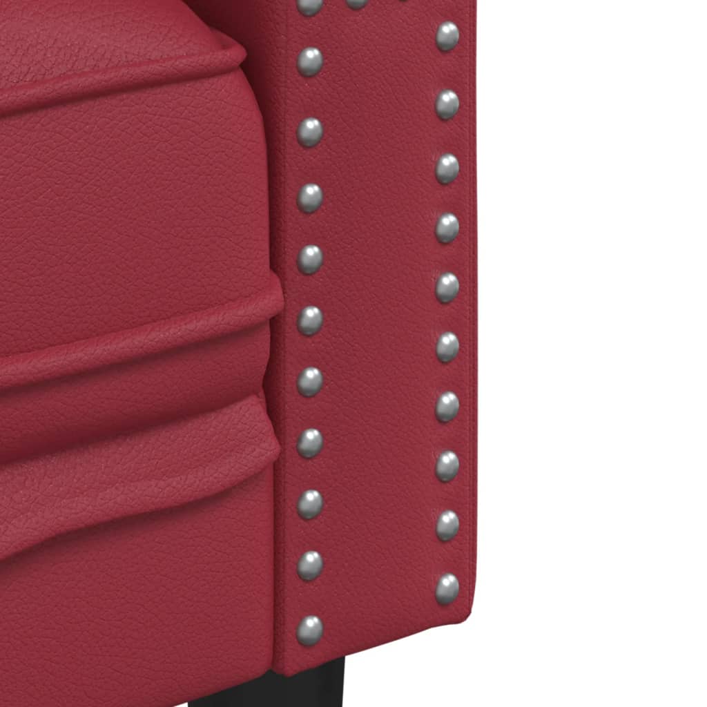 vidaXL Καναπές Chesterfield 2 θέσεων Μπορντό από Συνθετικό Δέρμα