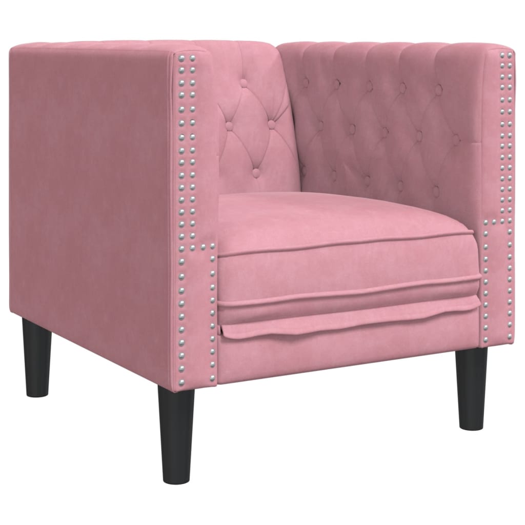 vidaXL Πολυθρόνα Chesterfield Ροζ Βελούδινη