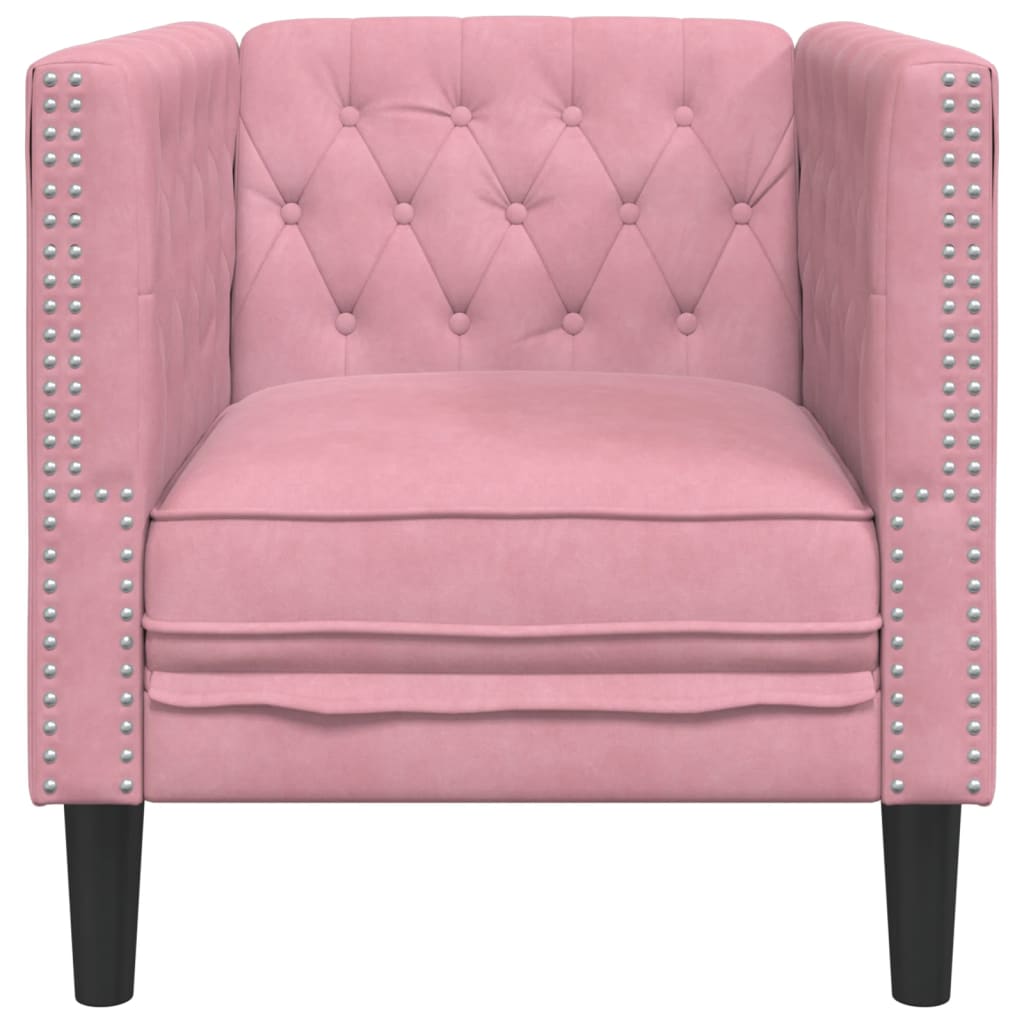 vidaXL Πολυθρόνα Chesterfield Ροζ Βελούδινη