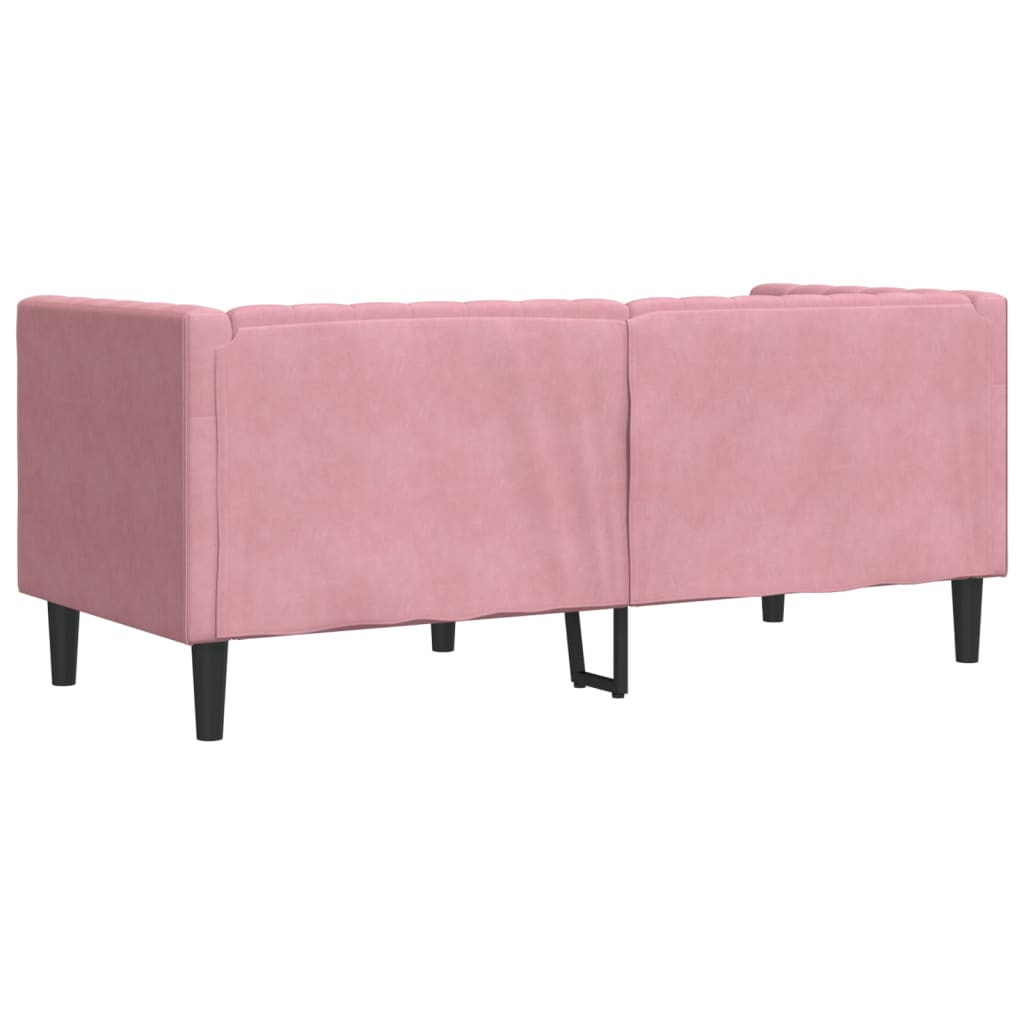 vidaXL Καναπές Chesterfield Διθέσιος με Στηρίγματα Ροζ Βελούδο
