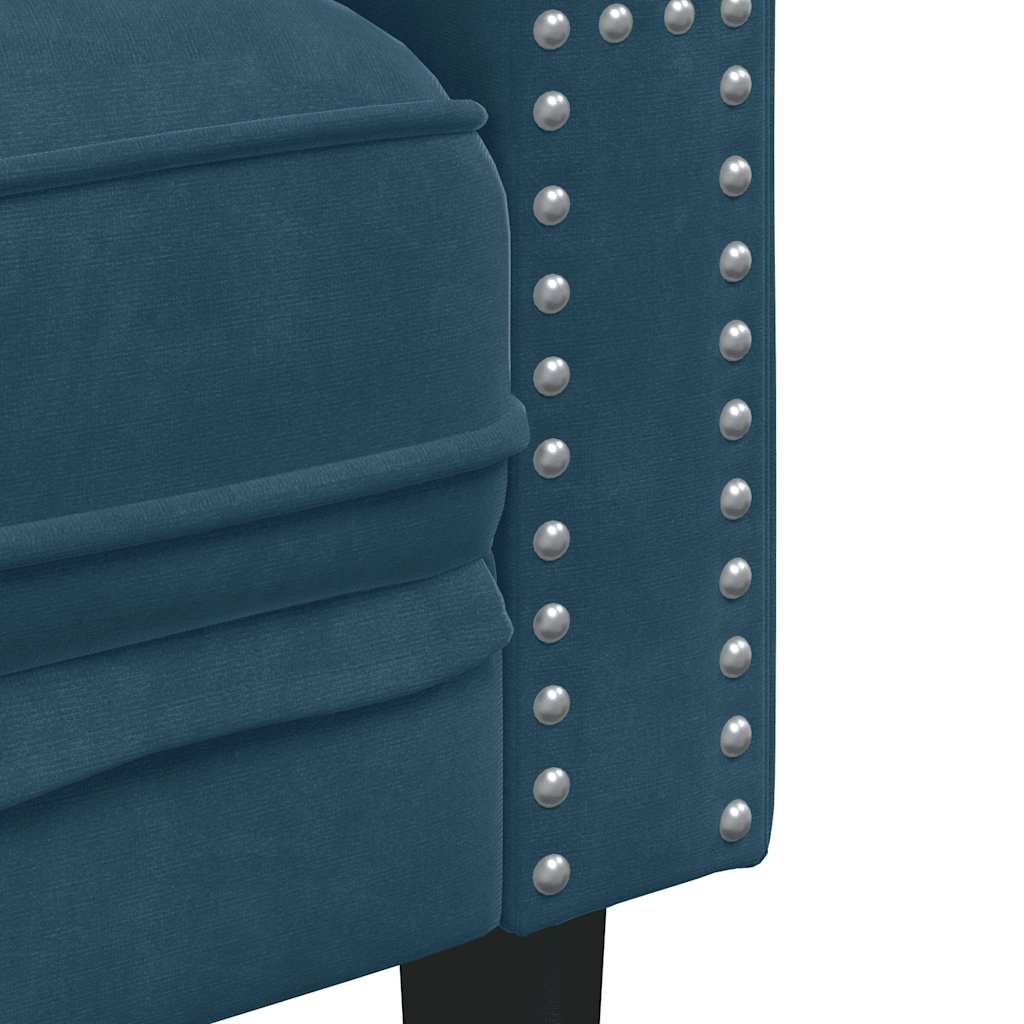 vidaXL Καναπές Chesterfield Διθέσιος με Στηρίγματα από Μπλε Βελούδο