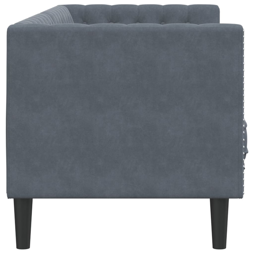 vidaXL Καναπές Τριθέσιος Chesterfield + Στηρίγματα Σκούρο Γκρι Βελούδο