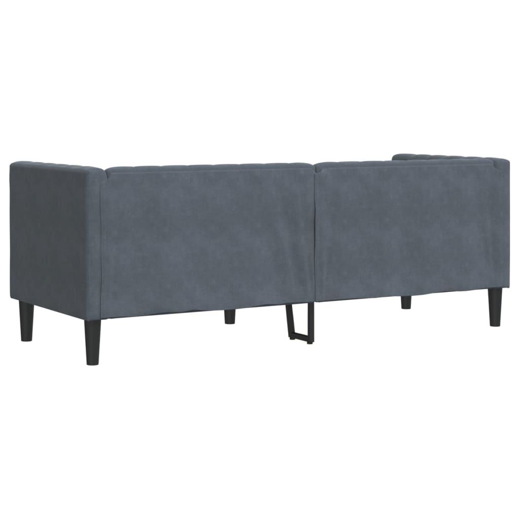 vidaXL Καναπές Τριθέσιος Chesterfield + Στηρίγματα Σκούρο Γκρι Βελούδο