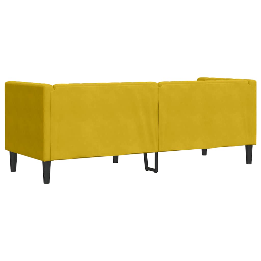 vidaXL Καναπές Διθέσιος Chesterfield με Στηρίγματα Κίτρινος Βελούδο