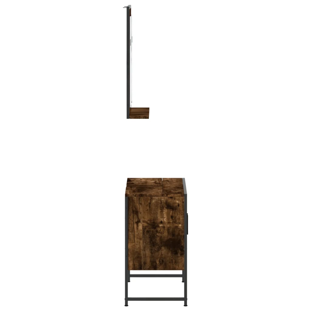 vidaXL Σετ Επίπλων Μπάνιου 2 Τεμαχίων Καπνιστή Δρυς Επεξεργασμένο Ξύλο