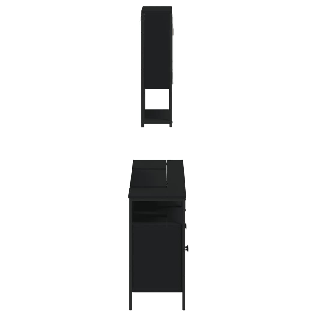 vidaXL Σετ Επίπλων Μπάνιου 3 Τεμαχίων Μαύρο από Τεχν. Ξύλο