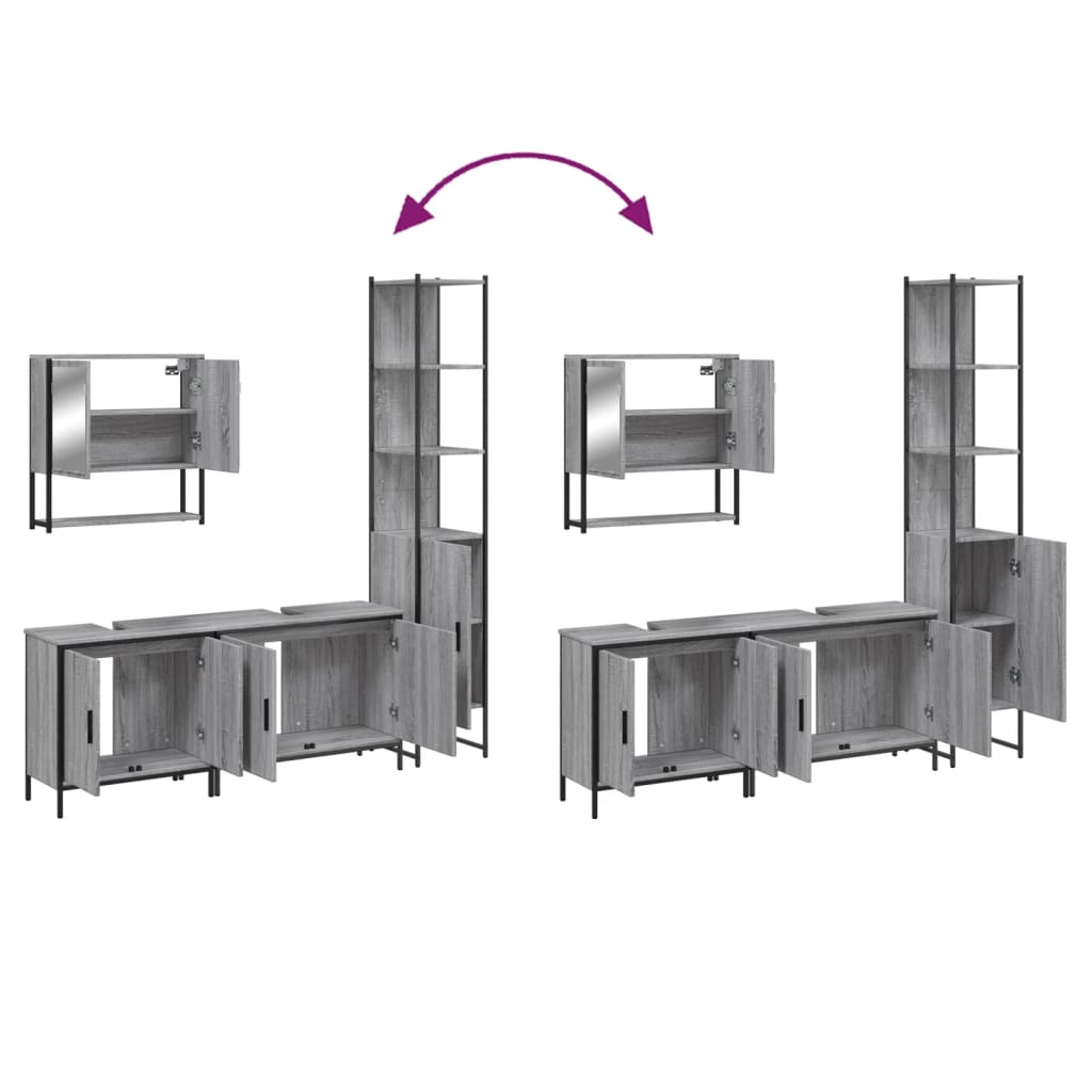 vidaXL Σετ Επίπλων Μπάνιου 4 Τεμαχίων Γκρι Sonoma Επεξεργασμένο Ξύλο