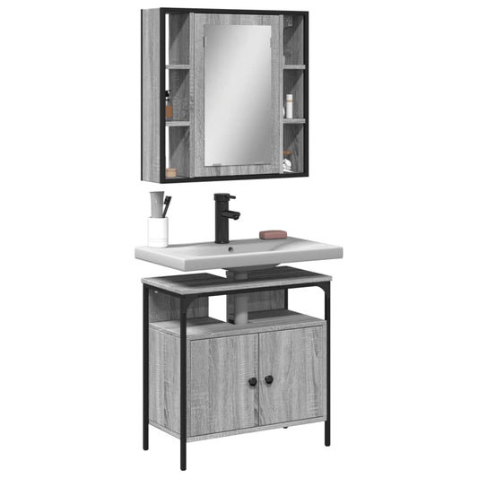 vidaXL Σετ Επίπλων Μπάνιου 2 Τεμαχίων Γκρι sonoma από Τεχν. Ξύλο