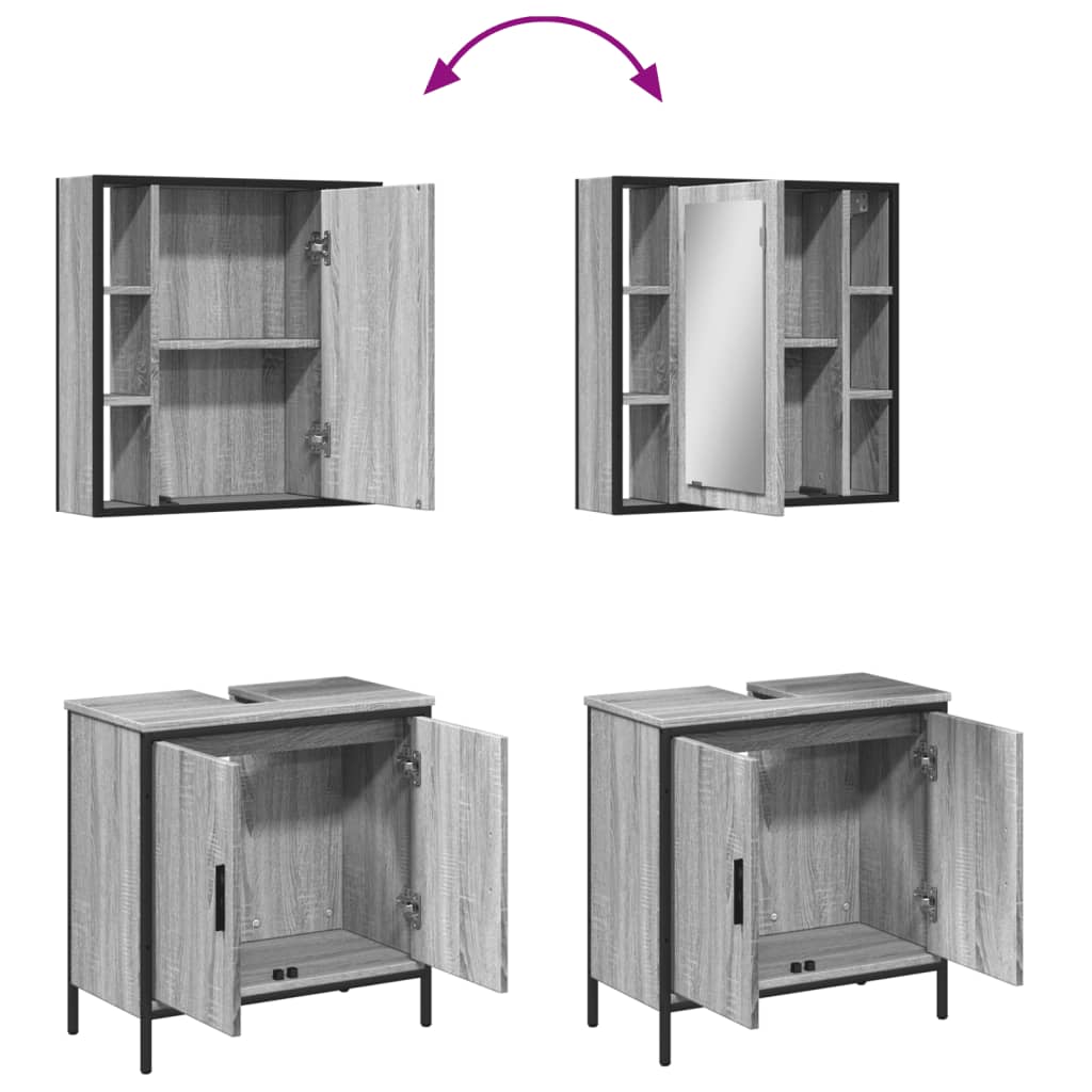 vidaXL Σετ Επίπλων Μπάνιου 2 Τεμαχίων Γκρι sonoma από Τεχν. Ξύλο