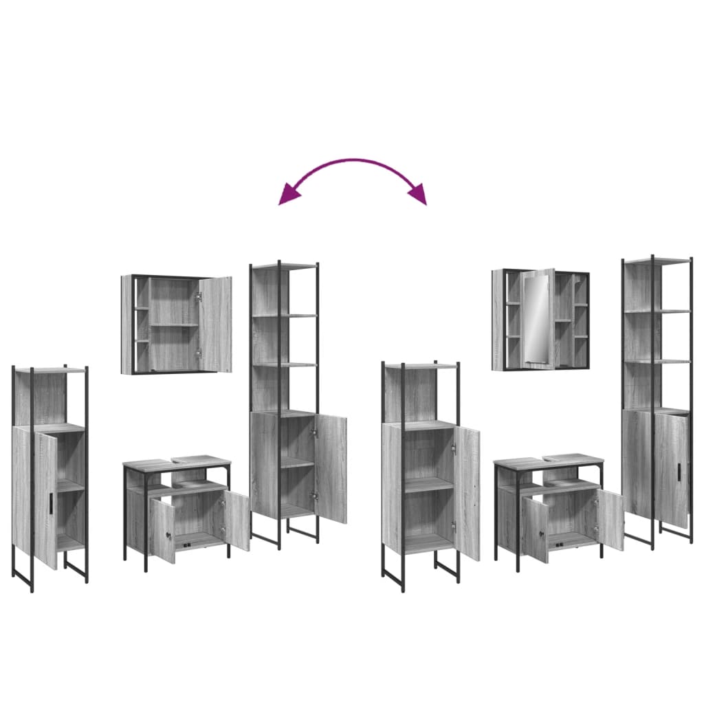 vidaXL Σετ Επίπλων Μπάνιου 4 Τεμαχίων Γκρι Sonoma Επεξεργασμένο Ξύλο