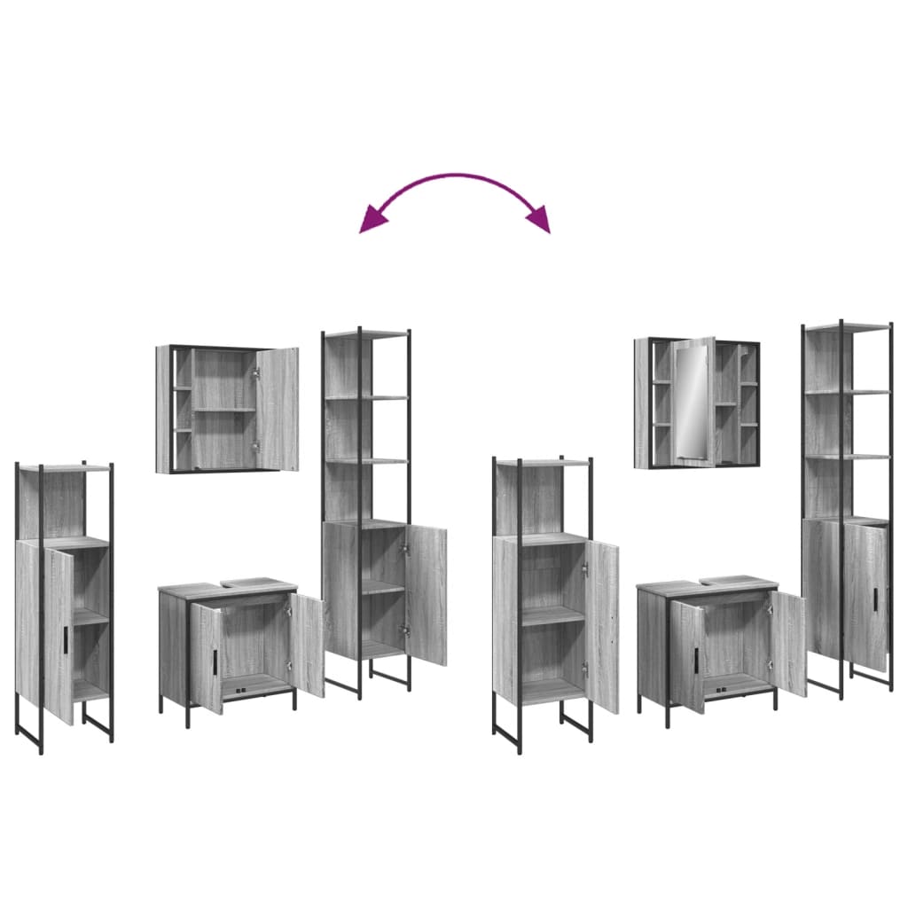 vidaXL Σετ Επίπλων Μπάνιου 4 Τεμαχίων Γκρι Sonoma Επεξεργασμένο Ξύλο