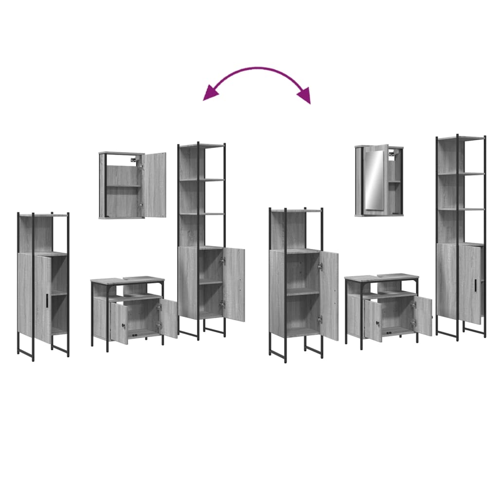 vidaXL Σετ Επίπλων Μπάνιου 4 Τεμαχίων Γκρι Sonoma Επεξεργασμένο Ξύλο