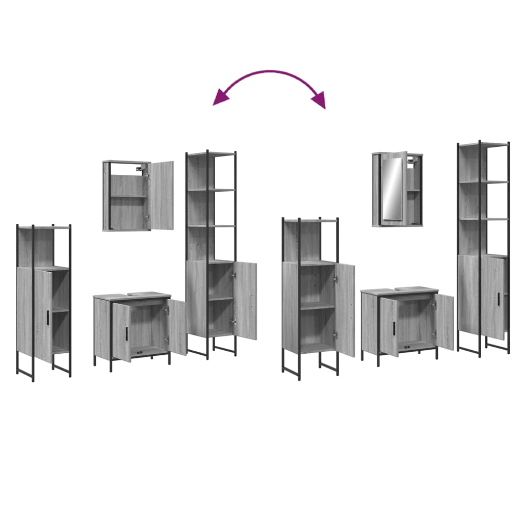 vidaXL Σετ Επίπλων Μπάνιου 4 Τεμαχίων Γκρι Sonoma Επεξεργασμένο Ξύλο