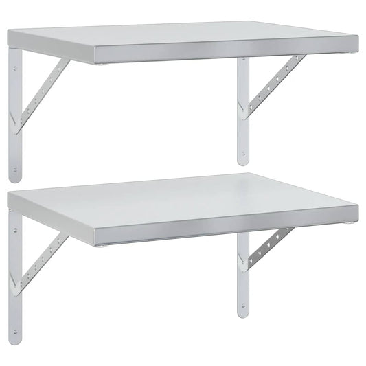 vidaXL Ράφια Τοίχου 2 τεμ. Ασημί 50x40 εκ. Ανοξείδωτο Ατσάλι