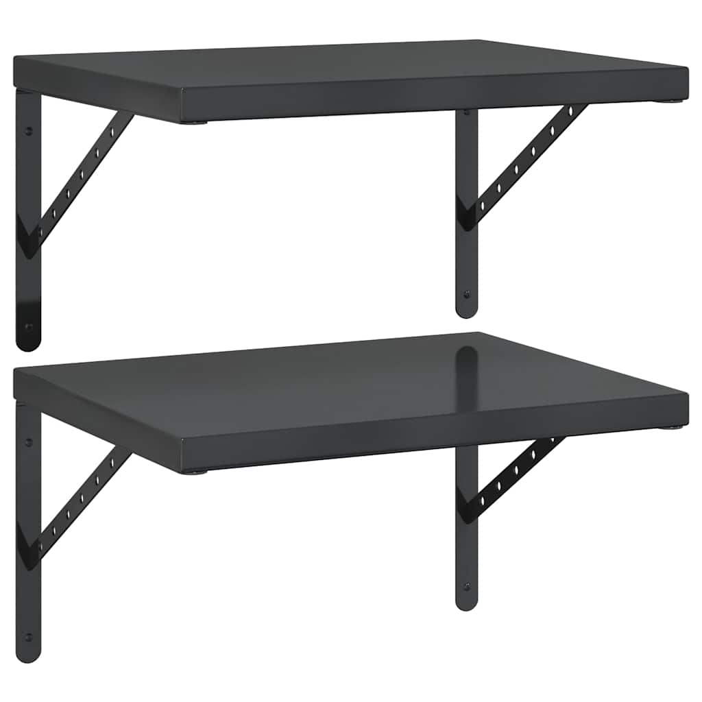 vidaXL Ράφια Τοίχου 2 τεμ. Μαύρο 50x40 εκ. Ανοξείδωτο Ατσάλι